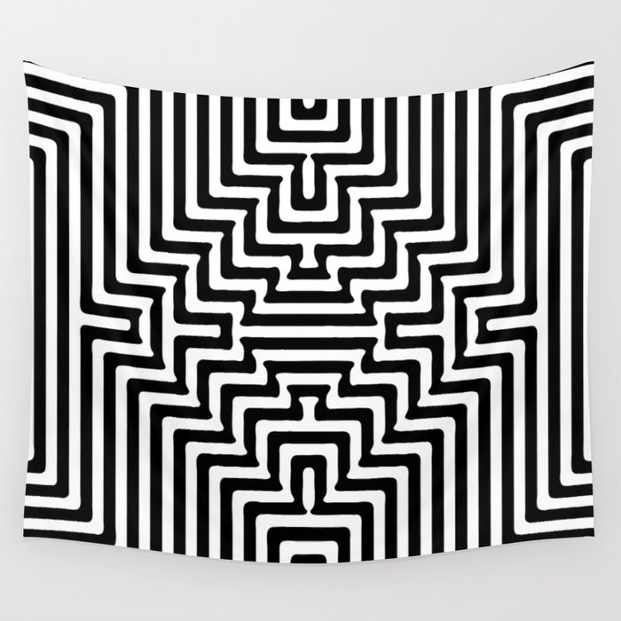Black And White Op-Art Optical Illusion Retro Graphic Wall Tapestry