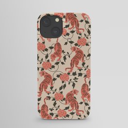 Chinese Tigers Retro Floral Pattern iPhone Case