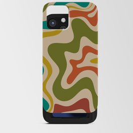 Liquid Swirl Retro Abstract Pattern in Mid Mod Colours on Beige iPhone Card Case
