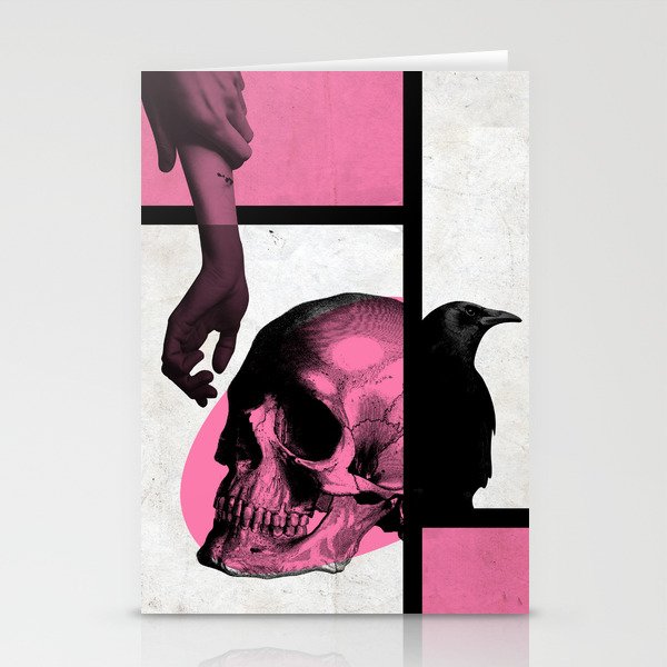 Death Mondrian in pink and black Stationery Cards