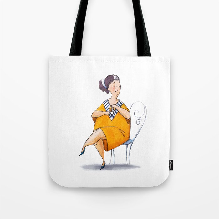Coffee and croissant. Watercolour painting Tote Bag