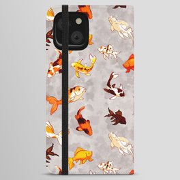 Silver Koi Fish Goldfish pattern iPhone Wallet Case