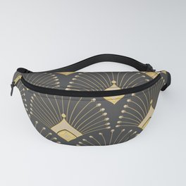 Art Deco Gold Palm On Dark Background Fanny Pack