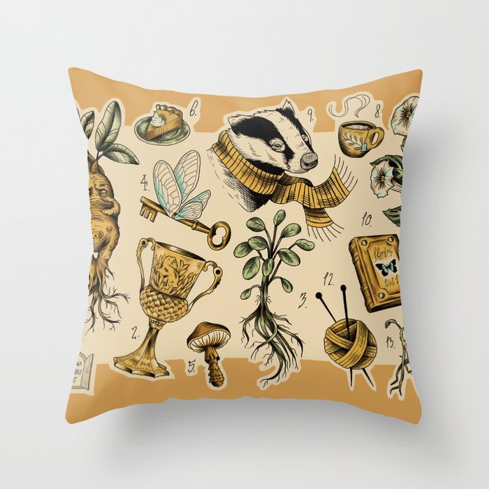 Hufflepuff Throw Pillow by Emma Romby Society6