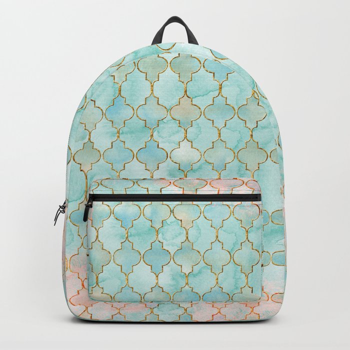 Luxury Aqua and Pink and Gold oriental pattern Backpack by Better HOME ...