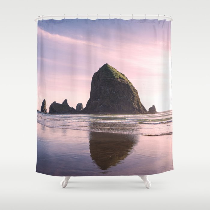 Cannon Beach and Haystack Rock Sunset Shower Curtain