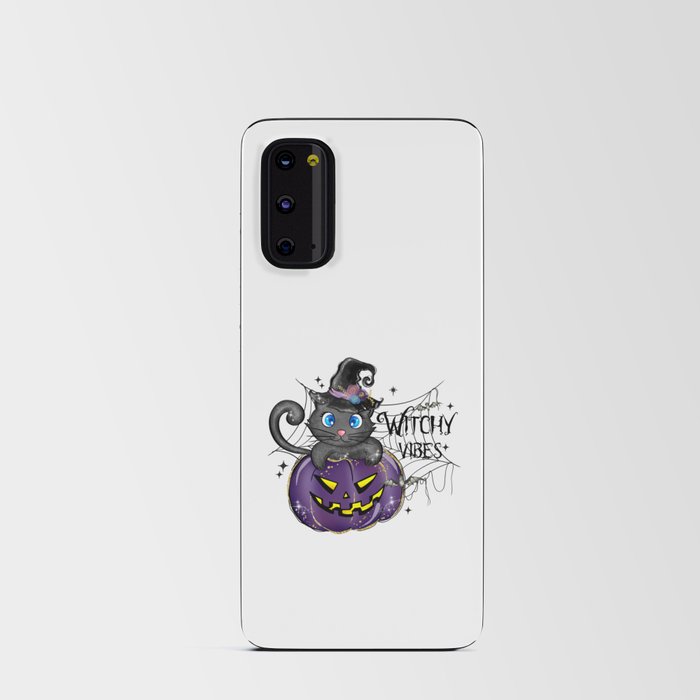 Witchy vibes funny witch cat Halloween Android Card Case