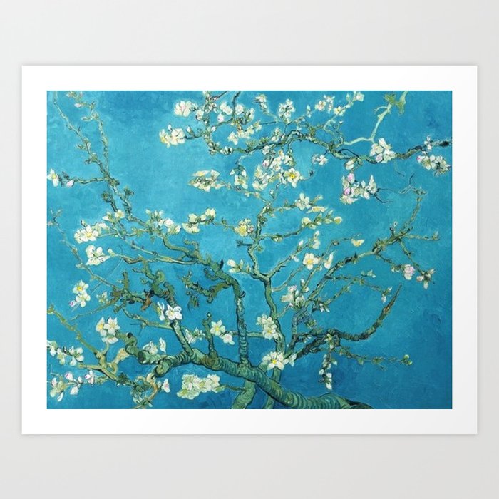 Vincent van Gogh Blossoming Almond Tree (Almond Blossoms) Light Blue Art Print
