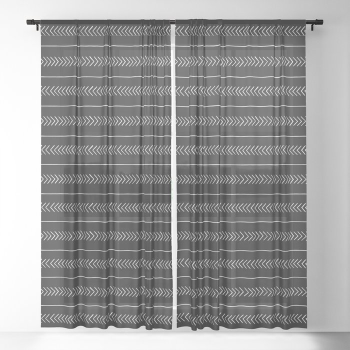 Arrows & Lines - Weathered Black Sheer Curtain