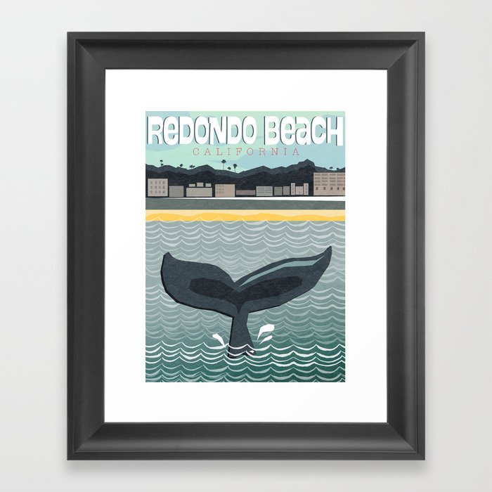 Redondo Beach Whale Poster Framed Art Print