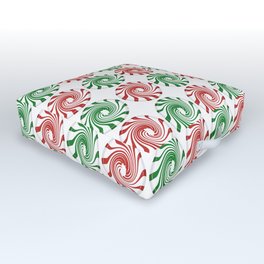 Peppermint swirl candies on white Outdoor Floor Cushion