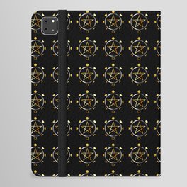 Phases of the moon and golden pentacle iPad Folio Case