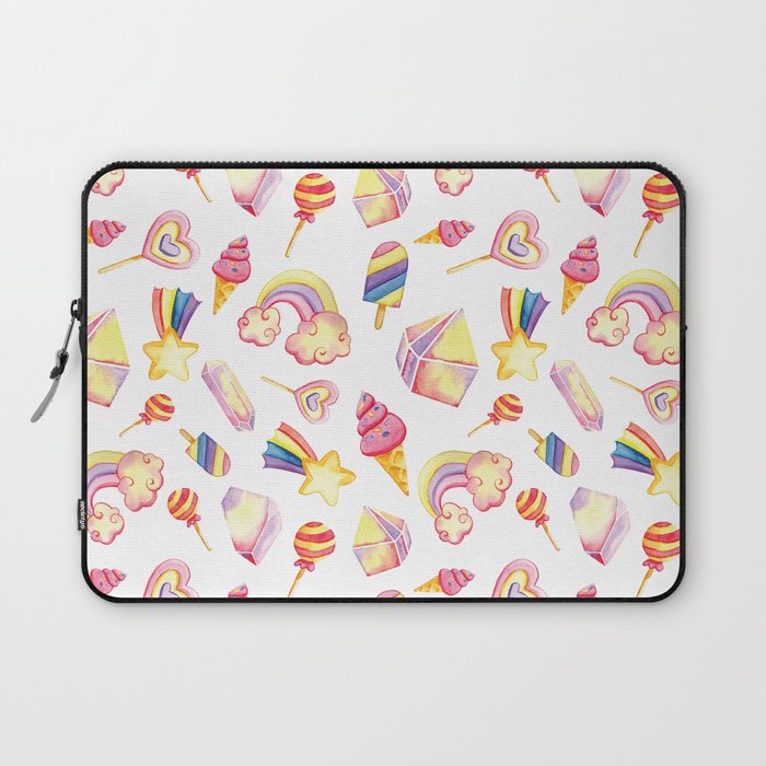 Pink yellow hand painted abstract sweet summer geometric pattern Laptop Sleeve