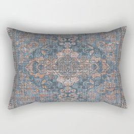 Antique Oriental Persian Blue Rust Rectangular Pillow