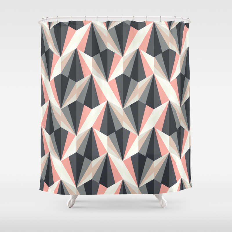 coral and grey shower curtain