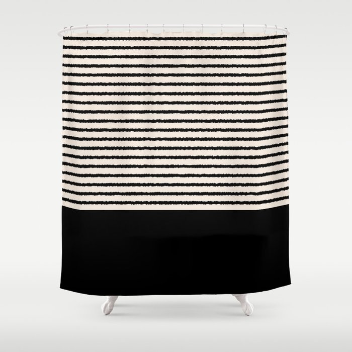 Texture - Black Stripes Blocks Shower Curtain