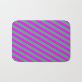 [ Thumbnail: Sea Green & Magenta Colored Pattern of Stripes Bath Mat ]