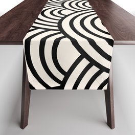 Black And Cream White Japanese Seigaiha Wave Table Runner