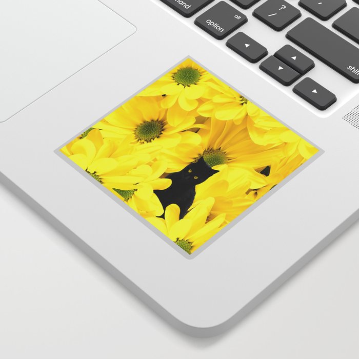 Black Cat Yellow Flowers Spring Mood #decor #society6 #buyart Sticker