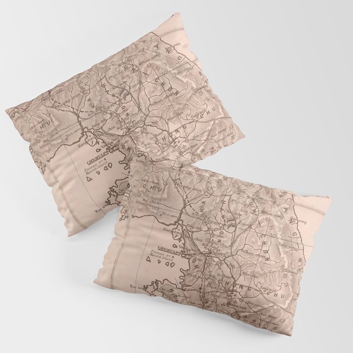 Vintage South Korea Map Pillow Sham