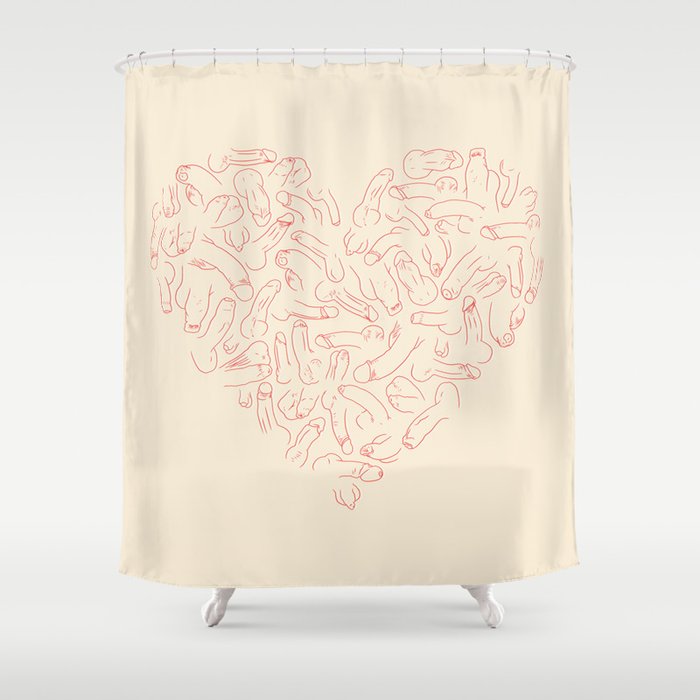 Heart Shower Curtain By Prepuce, Heart Shower Curtain