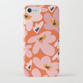 Retro Flower Tangerine Pink iPhone Case