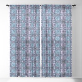 Liquid Light Series 69 ~ Blue & Red Abstract Fractal Pattern Sheer Curtain