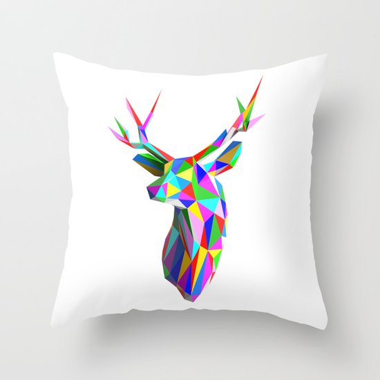 3D Stag Throw Pillow