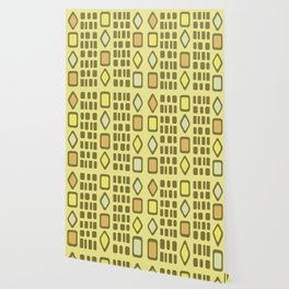 Retro Diamonds Rectangles Yellow Wallpaper
