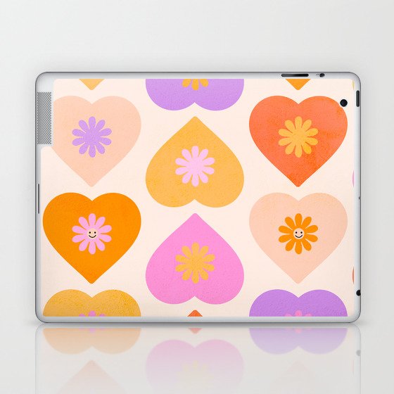 Peachy LOVE Daisy and Heart Pattern  Laptop & iPad Skin
