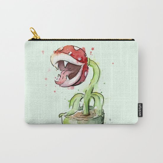 Piranha Plant Watercolor Geek Gaming Mario Art Carry-All Pouch