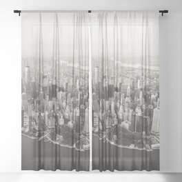 Manhattan New York Black & White Sheer Curtain