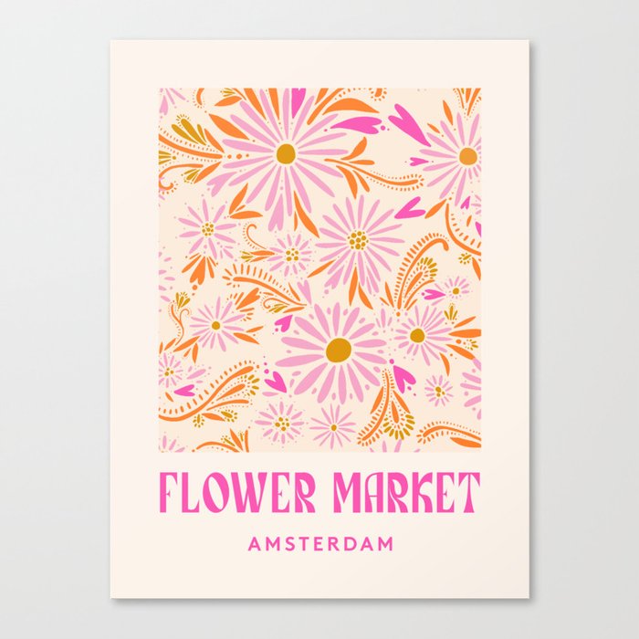 Amsterdam Flower Market Poster Canvas Print