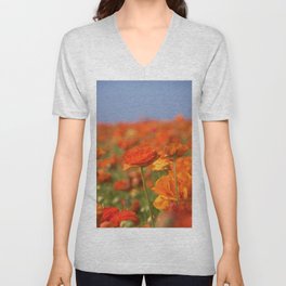 Orange Happiness Floral by Reay of Light Photography Unisex V-Neck