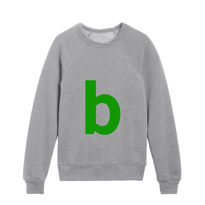 letter B (Green & White) Kids Crewneck