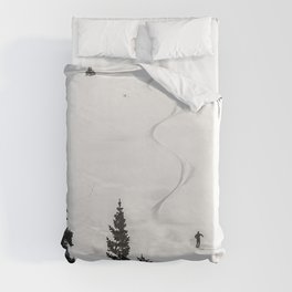 Backcountry Skier // Fresh Powder Snow Mountain Ski Landscape Black and White Photography Vibes Duvet Cover | Miller Photography, Landscape Warren Q0, Ski Skier Skiing, Snowboard Hood In, Black And White B W, Deer Valley Resort, Snow Snowy Snowing, Heavenly Steamboat, Photo, Mammoth Snowboarding 
