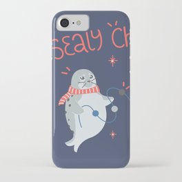 Sealy Christmas Cute Seals in Christmas Hat and Scarf with Twinkle Lights iPhone Case
