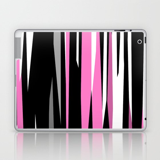 Pink White Gray and Black abstract Laptop & iPad Skin