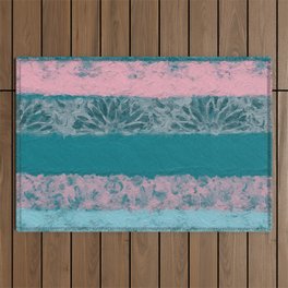 Sweet Summer Stripes - Teal, Pink, Gray Outdoor Rug