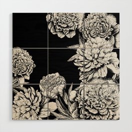 FLOWERS IN BLACK AND WHITE Wood Wall Art