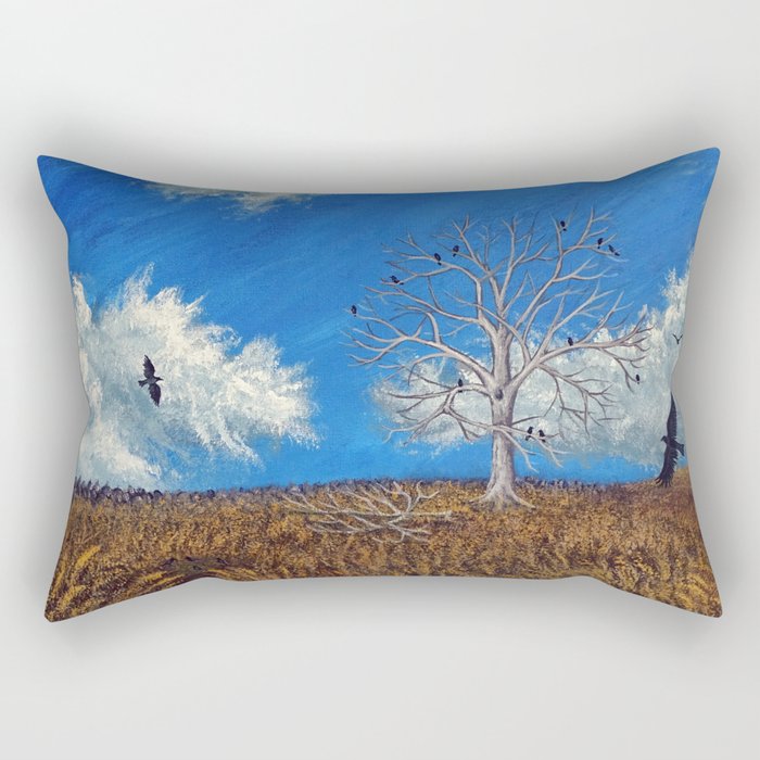 Wheatfield Crows Rectangular Pillow