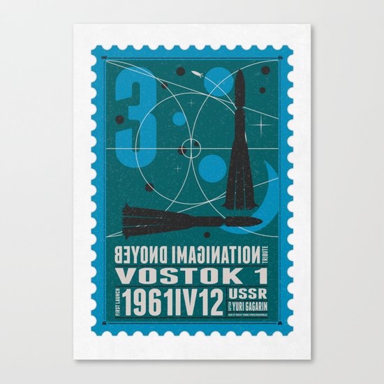 Beyond imagination: Vostok 1 postage stamp Canvas Print