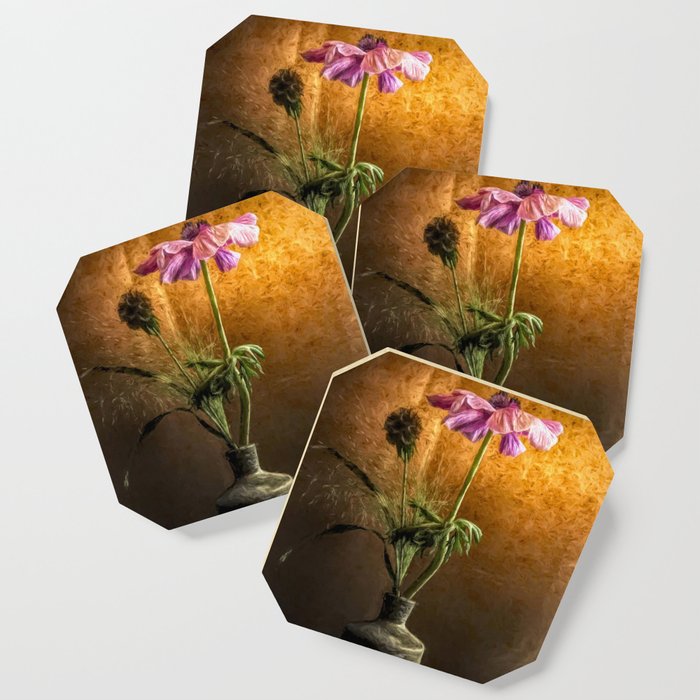 Flower In Vase Oil Painting By Brian Vegas Coaster By Brianvegas