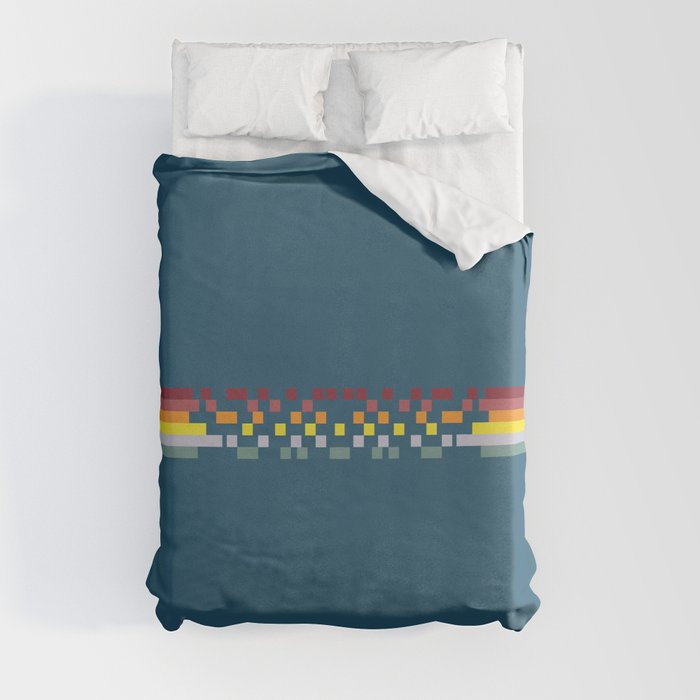 Bandama - Classic 80s Style Retro Stripes with Colorful Pixel Duvet Cover
