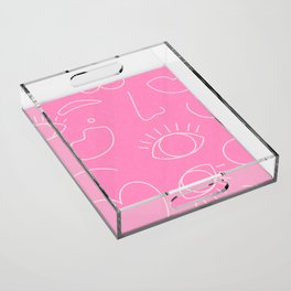 Abstract Woman face Pink Cute Acrylic Tray