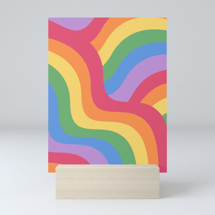 PRIDE Flag Rainbow Retro Swirls III Mini Art Print