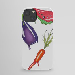 Trippy Melting Fruits and Vegetables - Hand Drawn iPhone Case