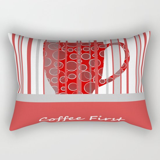 Coffee First With Stripes Rectangular Pillow