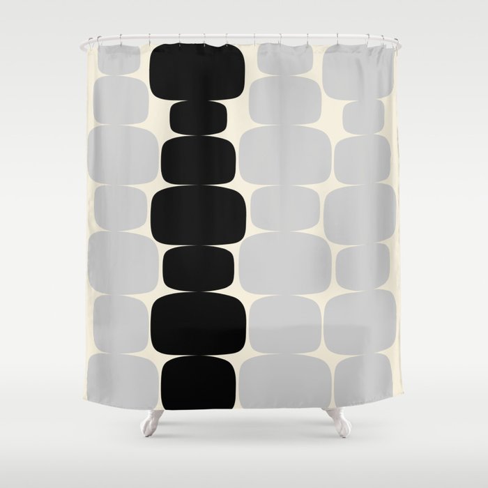 Abstraction_Balance_ROCKS_BLACK_WHITE_Minimalism_001 Shower Curtain