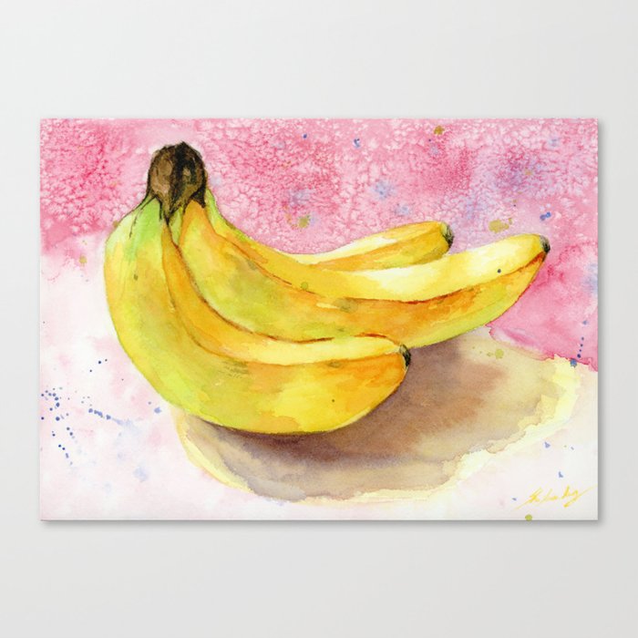 Banana Watercolor Painting By Suisai Genki Canvas Print By